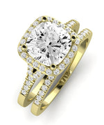 Desert Rose Moissanite Matching Band Only (engagement Ring Not Included) For Ring With Cushion Center yellowgold