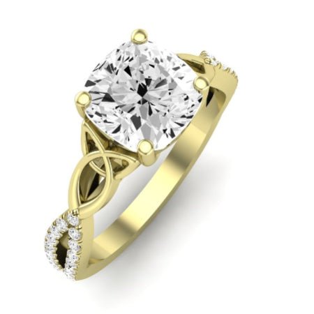 Pavonia Moissanite Matching Band Only (does Not Include Engagement Ring)  For Ring With Cushion Center yellowgold