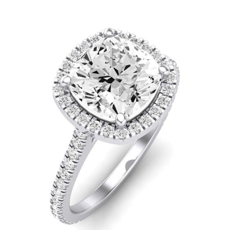 Columbine Moissanite Matching Band Only (does Not Include Engagement Ring) For Ring With Cushion Center whitegold