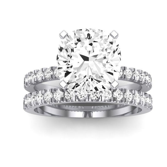 Dahlia Moissanite Matching Band Only (engagement Ring Not Included) For Ring With Cushion Center whitegold