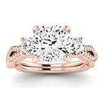Bottlebrush Moissanite Matching Band Only (does Not Include Engagement Ring) For Ring With Cushion Center rosegold