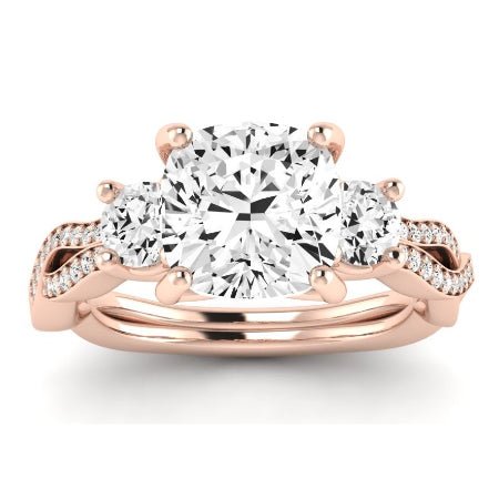 Bottlebrush Moissanite Matching Band Only (does Not Include Engagement Ring) For Ring With Cushion Center rosegold
