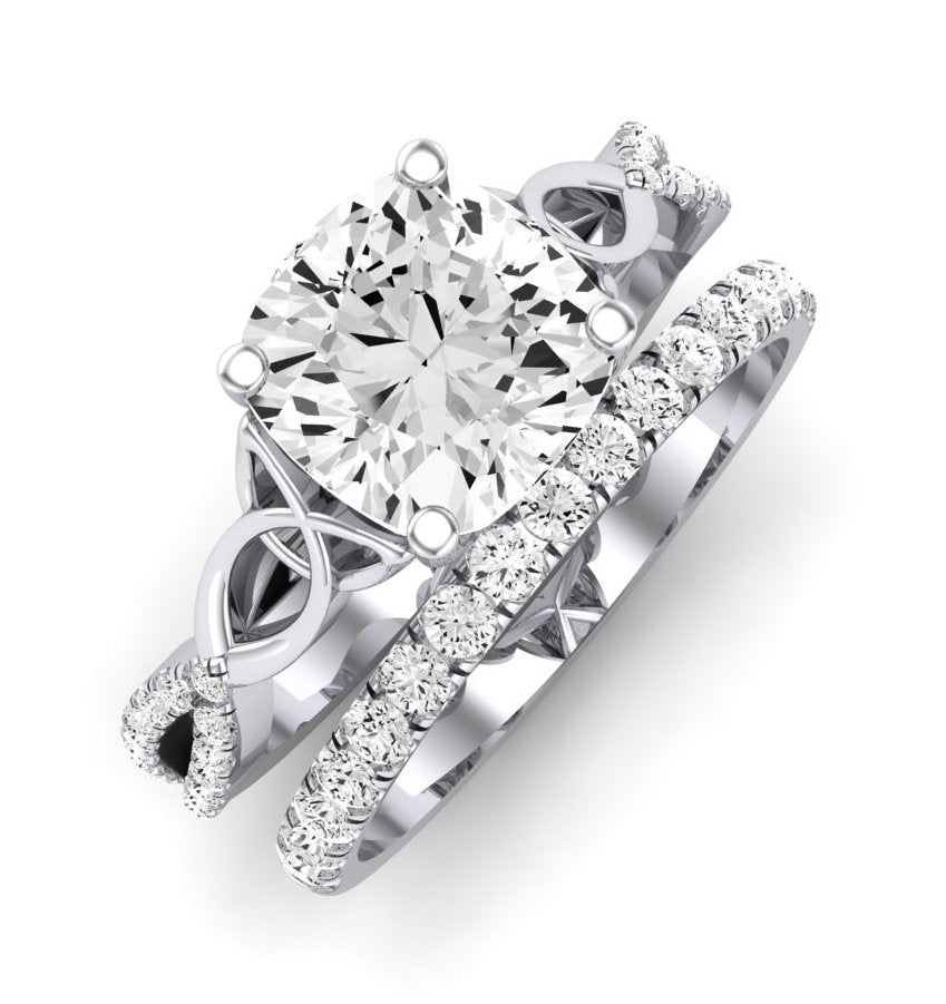 Pavonia Moissanite Matching Band Only (does Not Include Engagement Ring)  For Ring With Cushion Center whitegold