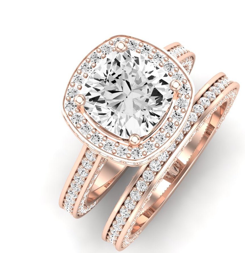 Buttercup Moissanite Matching Band Only (does Not Include Engagement Ring)  For Ring With Cushion Center rosegold