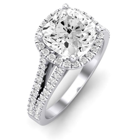 Silene Moissanite Matching Band Only ( Engagement Ring Not Included) For Ring With Cushion Center whitegold