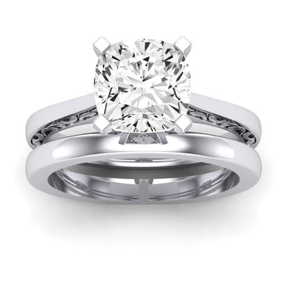 Astilbe Moissanite Matching Band Only (does Not Include Engagement Ring)  For Ring With Cushion Center whitegold