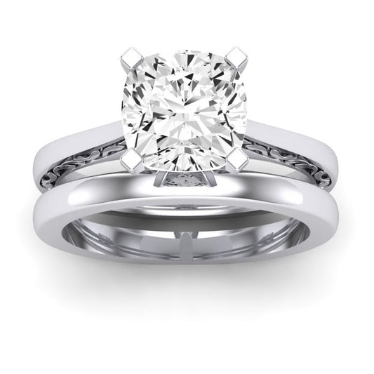 Astilbe Moissanite Matching Band Only (does Not Include Engagement Ring)  For Ring With Cushion Center whitegold