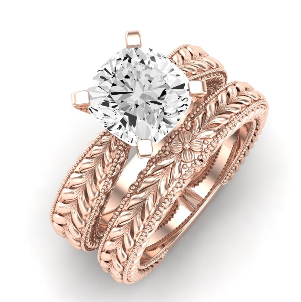 Azalea Moissanite Matching Band Only (does Not Include Engagement Ring) For Ring With Cushion Center rosegold