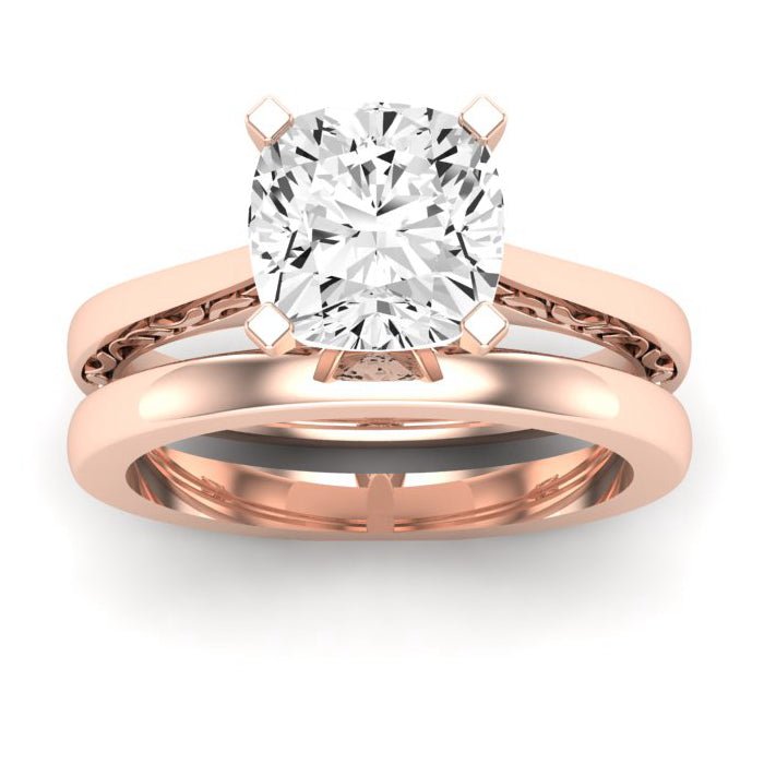 Astilbe Moissanite Matching Band Only (does Not Include Engagement Ring)  For Ring With Cushion Center rosegold