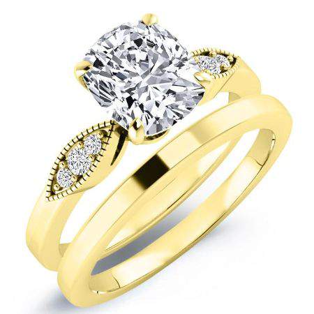 Mulberry Moissanite Matching Band Only (engagement Ring Not Included) For Ring With Cushion Center yellowgold
