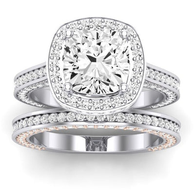 Buttercup Moissanite Matching Band Only (does Not Include Engagement Ring)  For Ring With Cushion Center whitegold