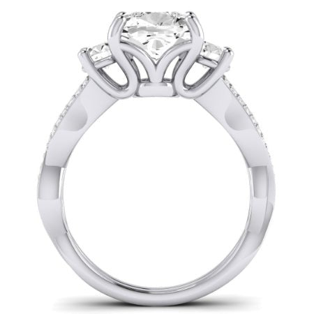 Bottlebrush Moissanite Matching Band Only (does Not Include Engagement Ring) For Ring With Cushion Center whitegold