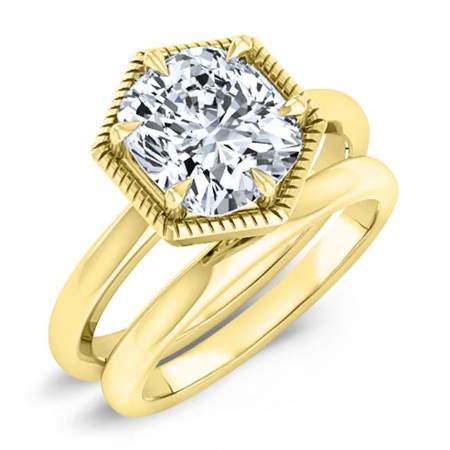 Aspen Moissanite Matching Band Only (engagement Ring Not Included) For Ring With Cushion Center yellowgold