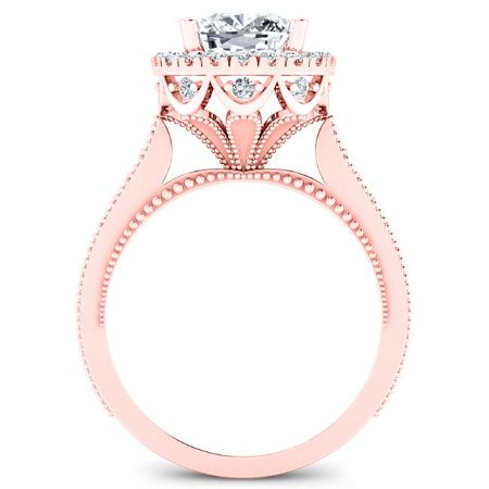 Mawar Moissanite Matching Band Only (engagement Ring Not Included) For Ring With Cushion Center rosegold