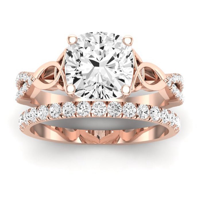 Pavonia Moissanite Matching Band Only (does Not Include Engagement Ring)  For Ring With Cushion Center rosegold