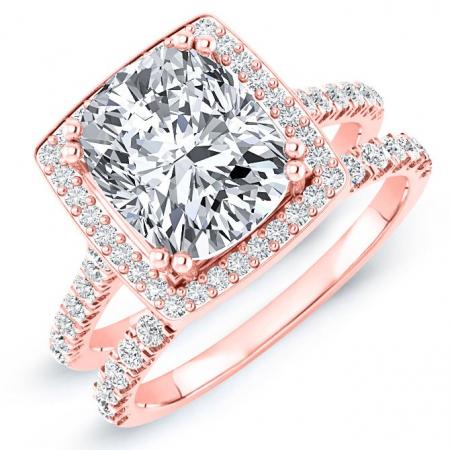 Aster Moissanite Matching Band Only (engagement Ring Not Included) For Ring With Cushion Center rosegold