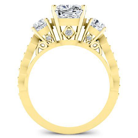 Calix Moissanite Matching Band Only (engagement Ring Not Included) For Ring With Cushion Center yellowgold