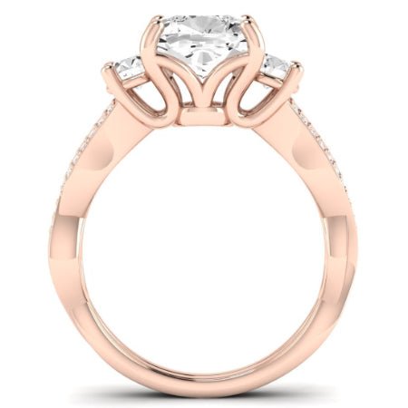 Bottlebrush Moissanite Matching Band Only (does Not Include Engagement Ring) For Ring With Cushion Center rosegold