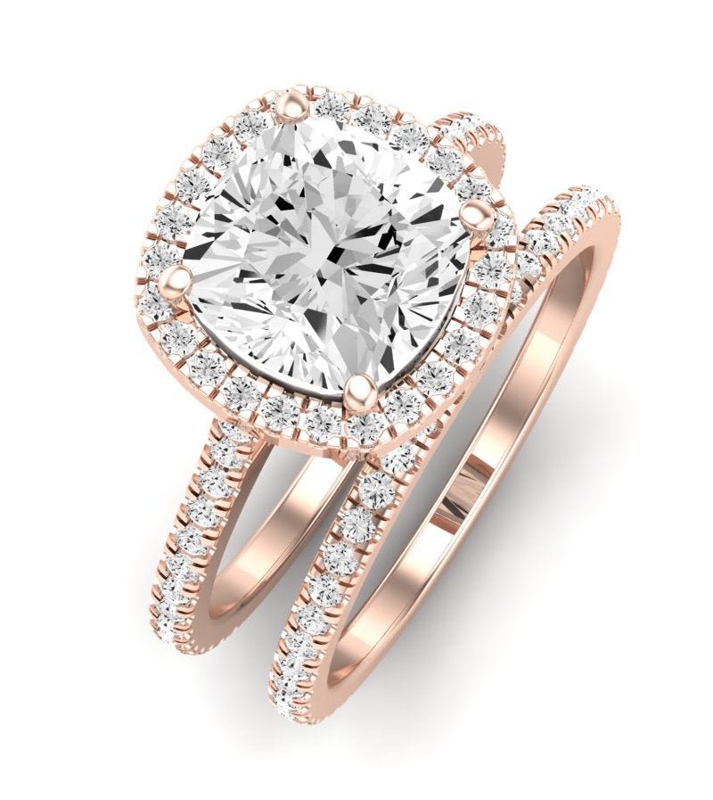 Columbine Moissanite Matching Band Only (does Not Include Engagement Ring) For Ring With Cushion Center rosegold