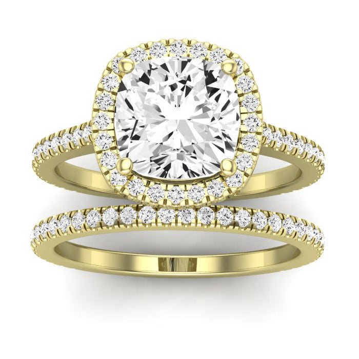 Columbine Moissanite Matching Band Only (does Not Include Engagement Ring) For Ring With Cushion Center yellowgold