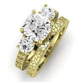 Belladonna Moissanite Matching Band Only (does Not Include Engagement Ring) For Ring With Cushion Center yellowgold