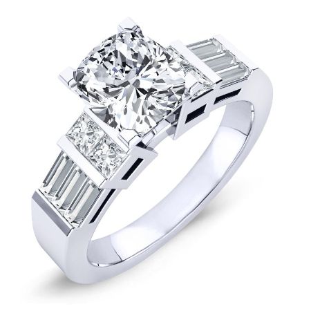 Bluebell Moissanite Matching Band Only (engagement Ring Not Included) For Ring With Cushion Center whitegold