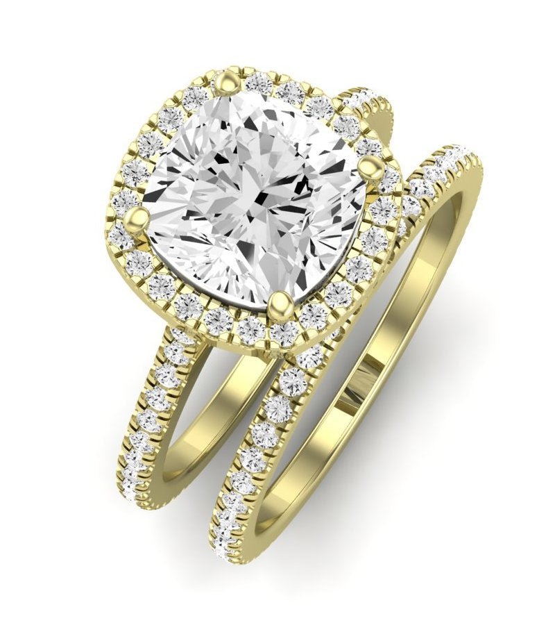 Columbine Moissanite Matching Band Only (does Not Include Engagement Ring) For Ring With Cushion Center yellowgold