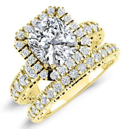 Canna Moissanite Matching Band Only (engagement Ring Not Included) For Ring With Cushion Center yellowgold