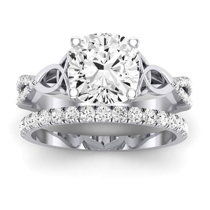 Pavonia Moissanite Matching Band Only (does Not Include Engagement Ring)  For Ring With Cushion Center whitegold