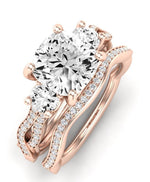 Bottlebrush Moissanite Matching Band Only (does Not Include Engagement Ring) For Ring With Cushion Center rosegold