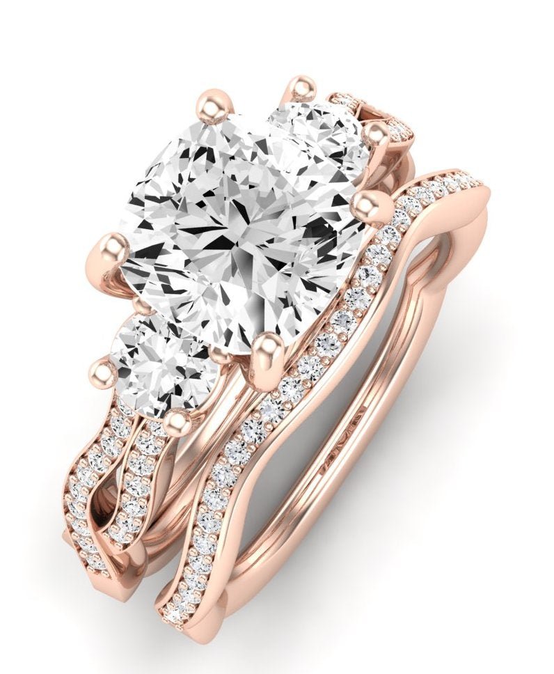 Bottlebrush Moissanite Matching Band Only (does Not Include Engagement Ring) For Ring With Cushion Center rosegold