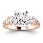 Angelonia Moissanite Matching Band Only (does Not Include Engagement Ring) For Ring With Cushion Center rosegold