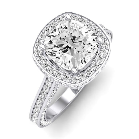 Buttercup Moissanite Matching Band Only (does Not Include Engagement Ring)  For Ring With Cushion Center whitegold