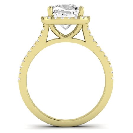 Silene Moissanite Matching Band Only ( Engagement Ring Not Included) For Ring With Cushion Center yellowgold