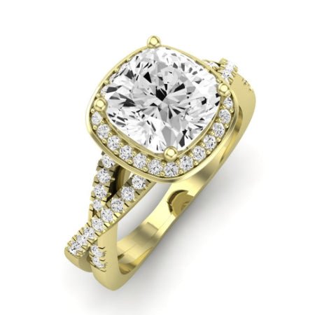 Moonflower Moissanite Matching Band Only ( Engagement Ring Not Included) For Ring With Cushion Center yellowgold