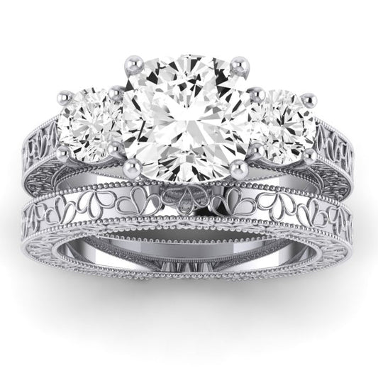 Belladonna Moissanite Matching Band Only (does Not Include Engagement Ring) For Ring With Cushion Center whitegold