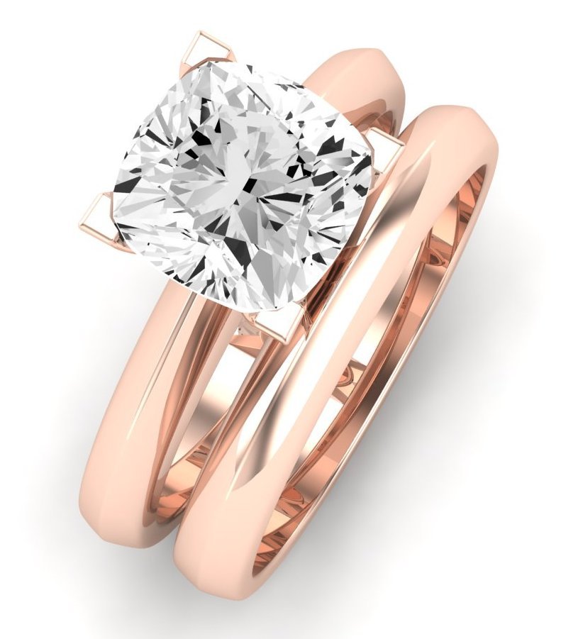 Senna Moissanite Matching Band Only (does Not Include Engagement Ring) For Ring With Cushion Center rosegold