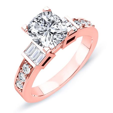 Daisy Moissanite Matching Band Only (engagement Ring Not Included) For Ring With Cushion Center rosegold