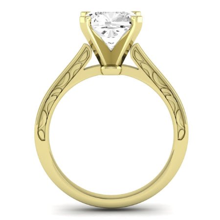 Astilbe Moissanite Matching Band Only (does Not Include Engagement Ring)  For Ring With Cushion Center yellowgold