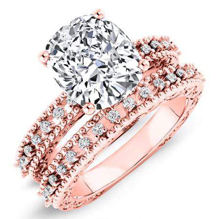 Carmel Moissanite Matching Band Only (engagement Ring Not Included) For Ring With Cushion Center rosegold