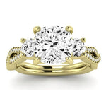 Bottlebrush Moissanite Matching Band Only (does Not Include Engagement Ring) For Ring With Cushion Center yellowgold