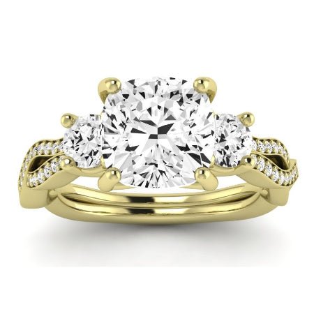Bottlebrush Moissanite Matching Band Only (does Not Include Engagement Ring) For Ring With Cushion Center yellowgold