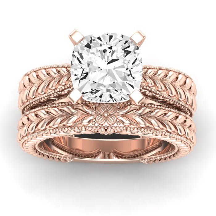 Azalea Moissanite Matching Band Only (does Not Include Engagement Ring) For Ring With Cushion Center rosegold