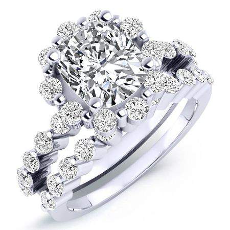 Privet Moissanite Matching Band Only (engagement Ring Not Included) For Ring With Cushion Center whitegold