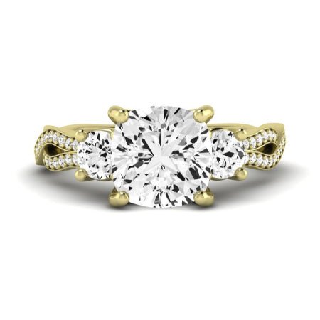 Bottlebrush Moissanite Matching Band Only (does Not Include Engagement Ring) For Ring With Cushion Center yellowgold