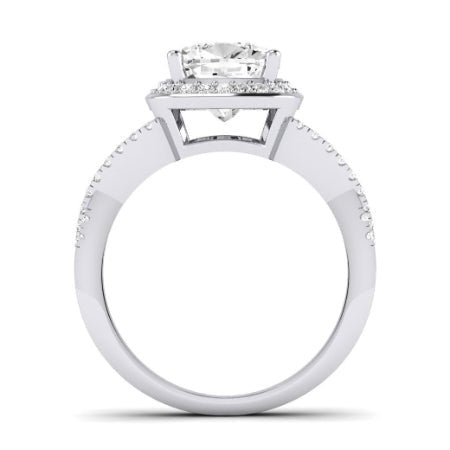 Moonflower Moissanite Matching Band Only ( Engagement Ring Not Included) For Ring With Cushion Center whitegold