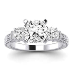 Angelonia Moissanite Matching Band Only (does Not Include Engagement Ring) For Ring With Cushion Center whitegold