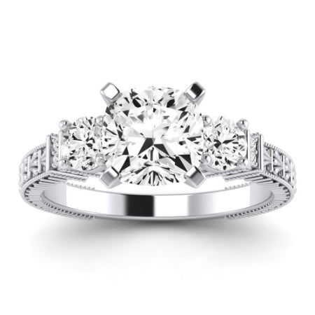Angelonia Moissanite Matching Band Only (does Not Include Engagement Ring) For Ring With Cushion Center whitegold