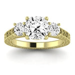 Belladonna Moissanite Matching Band Only (does Not Include Engagement Ring) For Ring With Cushion Center yellowgold