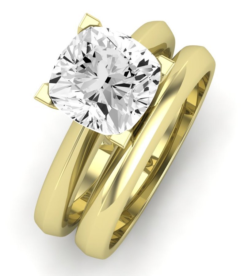 Senna Moissanite Matching Band Only (does Not Include Engagement Ring) For Ring With Cushion Center yellowgold